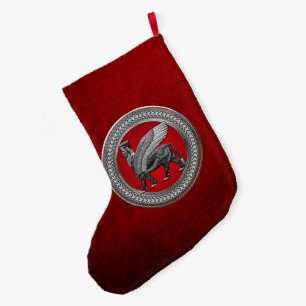 Grande Chaussette De Noël [600] Taureau ailé assyrien : Argent et lamassu no