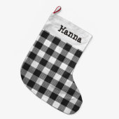Grande Chaussette De Noël à damiers Plaid Noir Et Blanc (Devant (Accrochage))