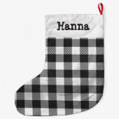 Grande Chaussette De Noël à damiers Plaid Noir Et Blanc (Dos)