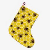 Grande Chaussette De Noël Abeilles sur le bas de Noël de nid d'abeilles (Devant (Accrochage))