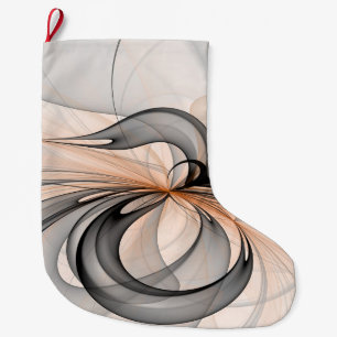 Grande Chaussette De Noël Abstrait Anthracite Grey Sienna Art moderne fracta