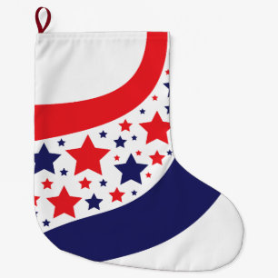 Grande Chaussette De Noël Abstrait Patriotique Ondulé