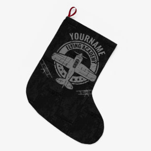 Grande Chaussette De Noël Académie de pilotage d'avion Vintage personnalisée