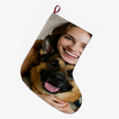Grande Chaussette De Noël Add German Shepherd Photo Personalize (Devant (Accrochage))