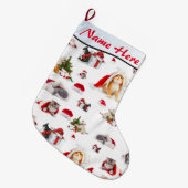 Grande Chaussette De Noël Adorable Kittens Noël AJOUTER VOTRE NOM (Devant (Accrochage))