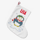 Grande Chaussette De Noël Adorable pingouin de Noël (Devant (Accrochage))