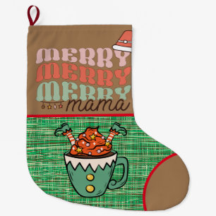Grande Chaussette De Noël Adorable Rustique drôle Elf Joyeux Noël Vert