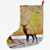 Grande Chaussette De Noël Aigle taureau en Neige (Dos)