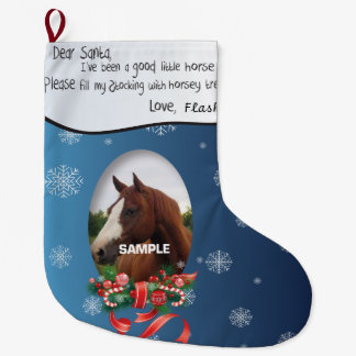 Grande Chaussette De Noël AJOUTER VOTRE CHEVAL Photo et nom Cher Père Noël