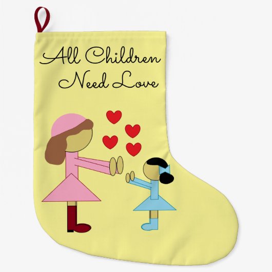 Grande Chaussette De Noël All Children Need Love:  Light Yellow (Devant)