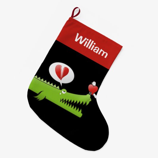 Grande Chaussette De Noël Alligator en amour (Devant (Accrochage))