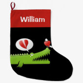Grande Chaussette De Noël Alligator en amour (Devant)