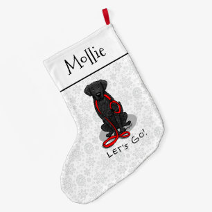 Grande Chaussette De Noël Allons-y ! Marche Retriever à poil frisé Chien (no