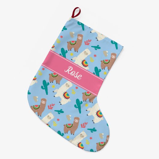 Grande Chaussette De Noël Alpacas/Llamas (Devant (Accrochage))