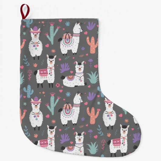 Grande Chaussette De Noël Alpacas/Llamas (Devant)