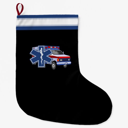 Grande Chaussette De Noël Ambulance de l'infirmier SME d'EMT (Devant)