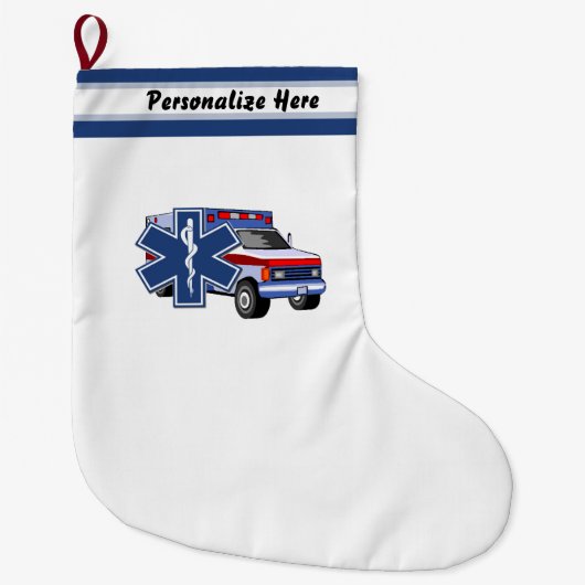 Grande Chaussette De Noël Ambulance de l'infirmier SME d'EMT (Devant)