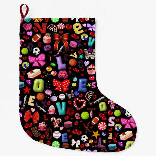 Grande Chaussette De Noël Amour (Devant)