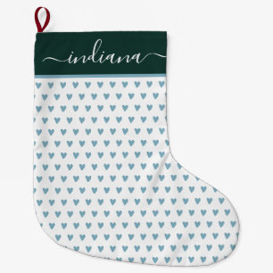 Grande Chaussette De Noël Amour Moderne Cœur Bébé Bleu Aquarelle