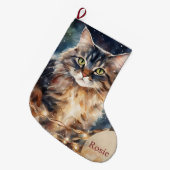 Grande Chaussette De Noël Amoureux de les chats mignons Pet Chat Noël (Devant (Accrochage))