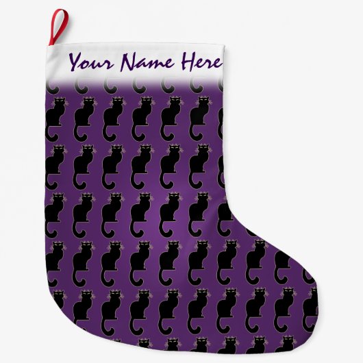 Grande Chaussette De Noël Amoureux des chats Noël Stocking Customisé (Devant)