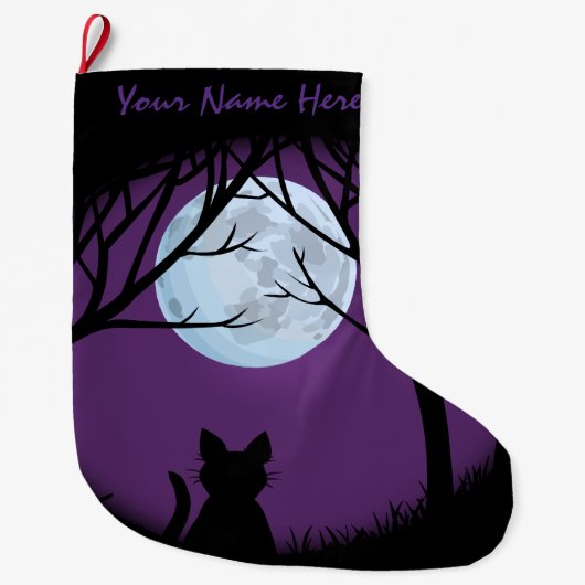 Grande Chaussette De Noël Amoureux des chats Noël Stocking Customisé (Devant)