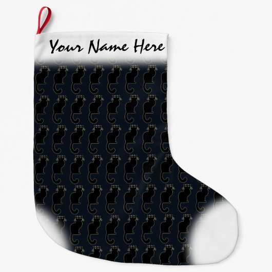 Grande Chaussette De Noël Amoureux des chats Noël Stocking Customisé (Devant)