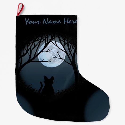 Grande Chaussette De Noël Amoureux des chats Noël Stocking Customisé (Devant)