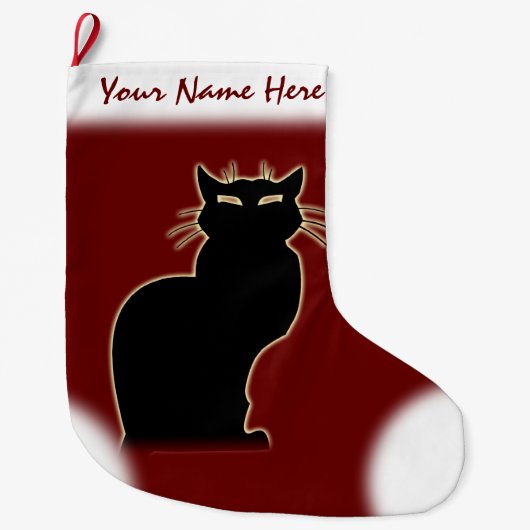 Grande Chaussette De Noël Amoureux des chats Noël Stocking Customisé (Devant)