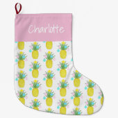 Grande Chaussette De Noël Ananas tropical Nom du pastel (Devant)