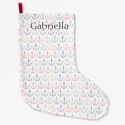 Grande Chaussette De Noël Ancres bleues (Devant)