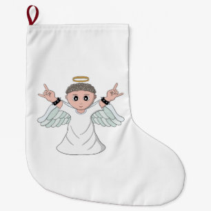 Grande Chaussette De Noël Ange amateur de musique lourde