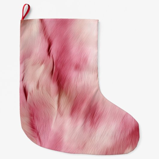 Grande Chaussette De Noël Animal blanc rose (Devant)