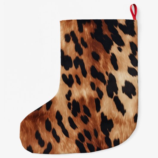 Grande Chaussette De Noël Animal Brown occidental de vache noire (Dos)