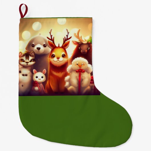 Grande Chaussette De Noël Animaux de Noël 1 (Devant)