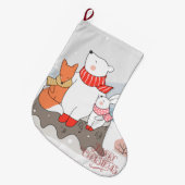 Grande Chaussette De Noël Animaux forestiers adorables (Devant (Accrochage))