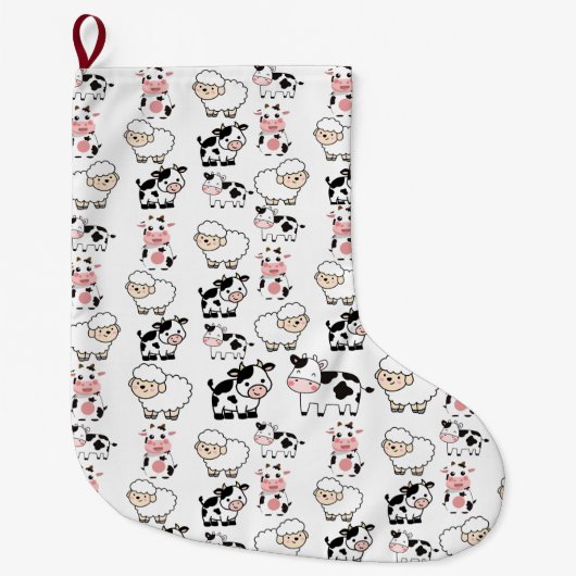 Grande Chaussette De Noël animaux mignons (Devant)