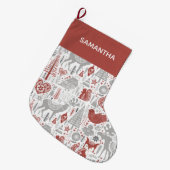 Grande Chaussette De Noël Animaux scandinaves de forêt de Noël (Devant (Accrochage))