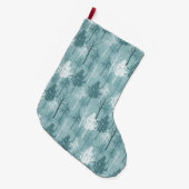 Grande Chaussette De Noël Aqua bleu et arbres blancs (Devant (Accrochage))