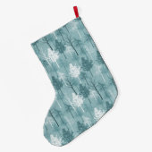 Grande Chaussette De Noël Aqua bleu et arbres blancs (Dos (Accrochage))
