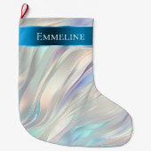 Grande Chaussette De Noël Aqua Blue Purple Pearl Blanc Noël (Devant)