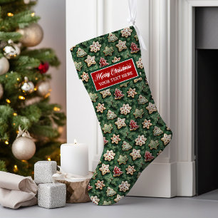 Grande Chaussette De Noël Aquarelle de Noël classique personnalisée