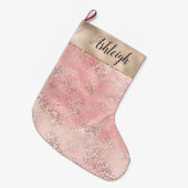 Grande Chaussette De Noël Aquarelle Empreinte de léopard de Glam rose fille (Devant (Accrochage))