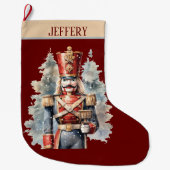Grande Chaussette De Noël Aquarelle Noël noutcracker ajouter nom (Devant)
