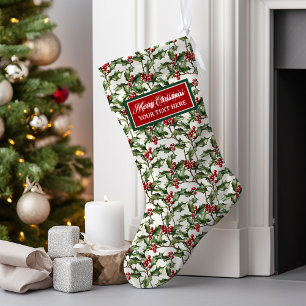Grande Chaussette De Noël Aquarelle Noël Stockage Personnalisé Nom Cadeau