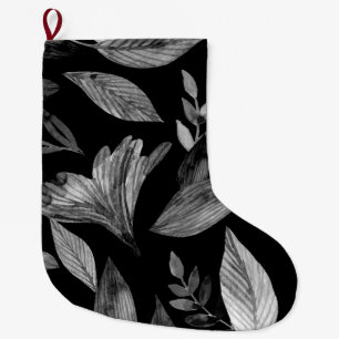 Grande Chaussette De Noël Aquarelle tombée feuille 9