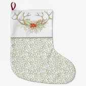 Grande Chaussette De Noël Aquarelle Verdure Pays Noël (Devant)