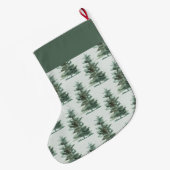 Grande Chaussette De Noël Arbre à pin vert classique (Dos (Accrochage))