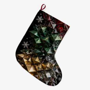 Grande Chaussette De Noël Arbre de Noël abstrait en mosaïque 3D extrême