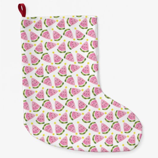 Grande Chaussette De Noël Arbre de Noël d'été de pastèque (Devant)